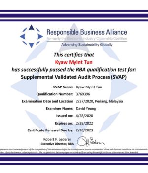 RBA TRAINING CERTIFICATE AND TEST CERTIFICATES